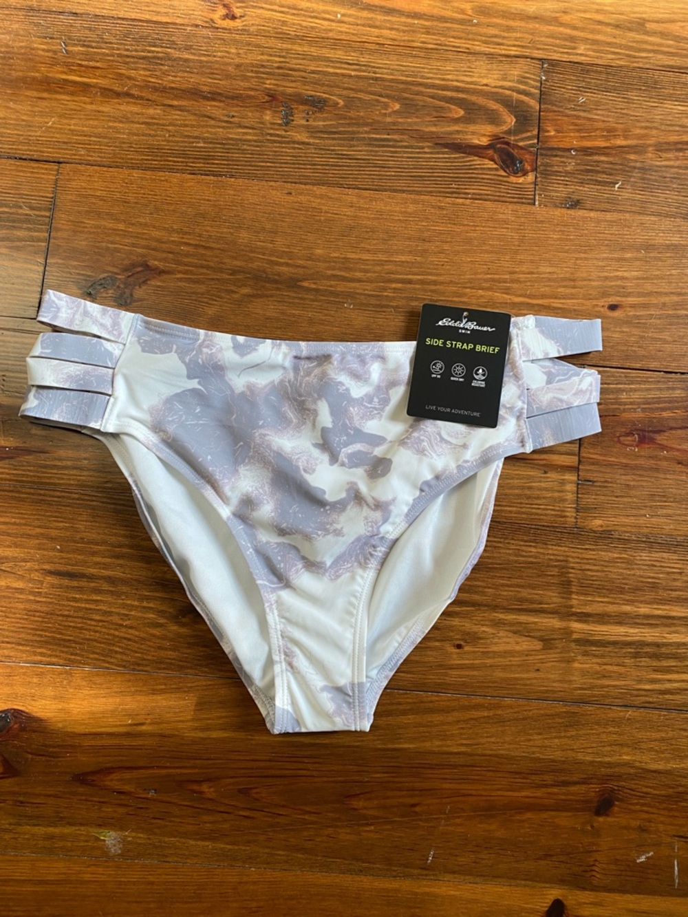 Women’s Bikini Brief  Wide Side Strap Pale Pink Gray  NWT